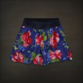Falda azul flores rojas